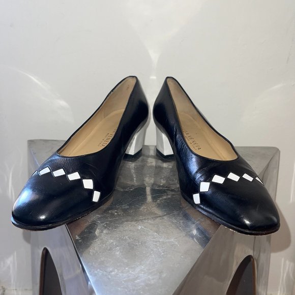 BOTTEGA VENETA black and white checker diamond leather pumps - Picture 1 of 8